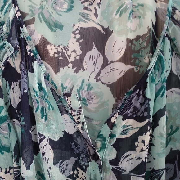 Croft & Barrow Blue Floral Button Front Blouse 3X Plus Size - Picture 2 of 11